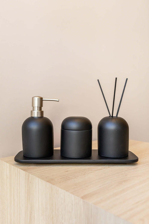 KIT PARA LAVABO PRETO EM CERÂMICA